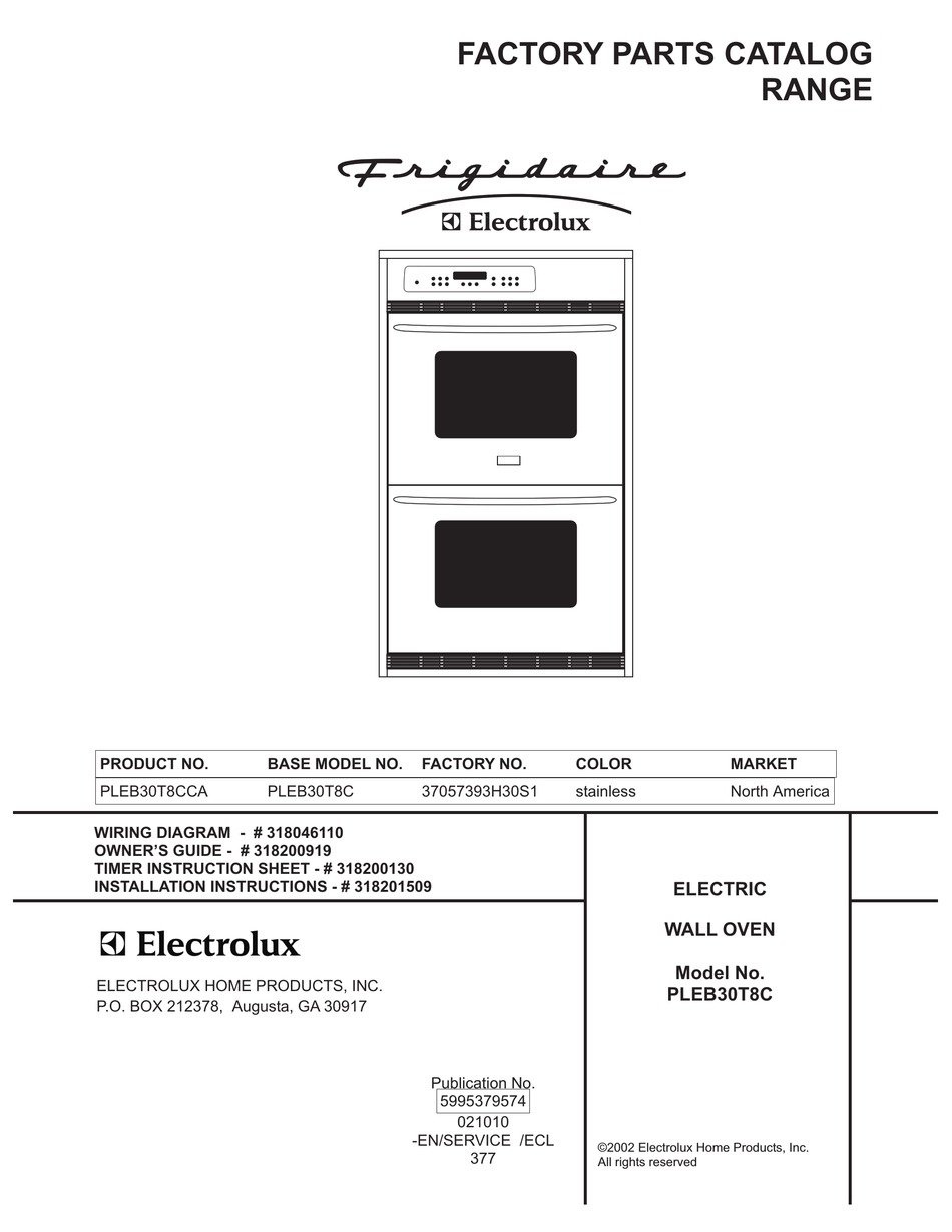 FRIGIDAIRE PLEB30T8C FACTORY PARTS CATALOG Pdf Download | ManualsLib