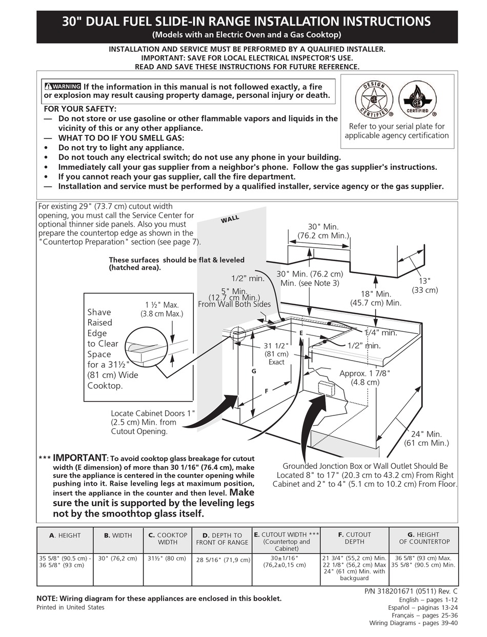 FRIGIDAIRE FCS367FCB INSTALLATION INSTRUCTIONS MANUAL Pdf Download ...