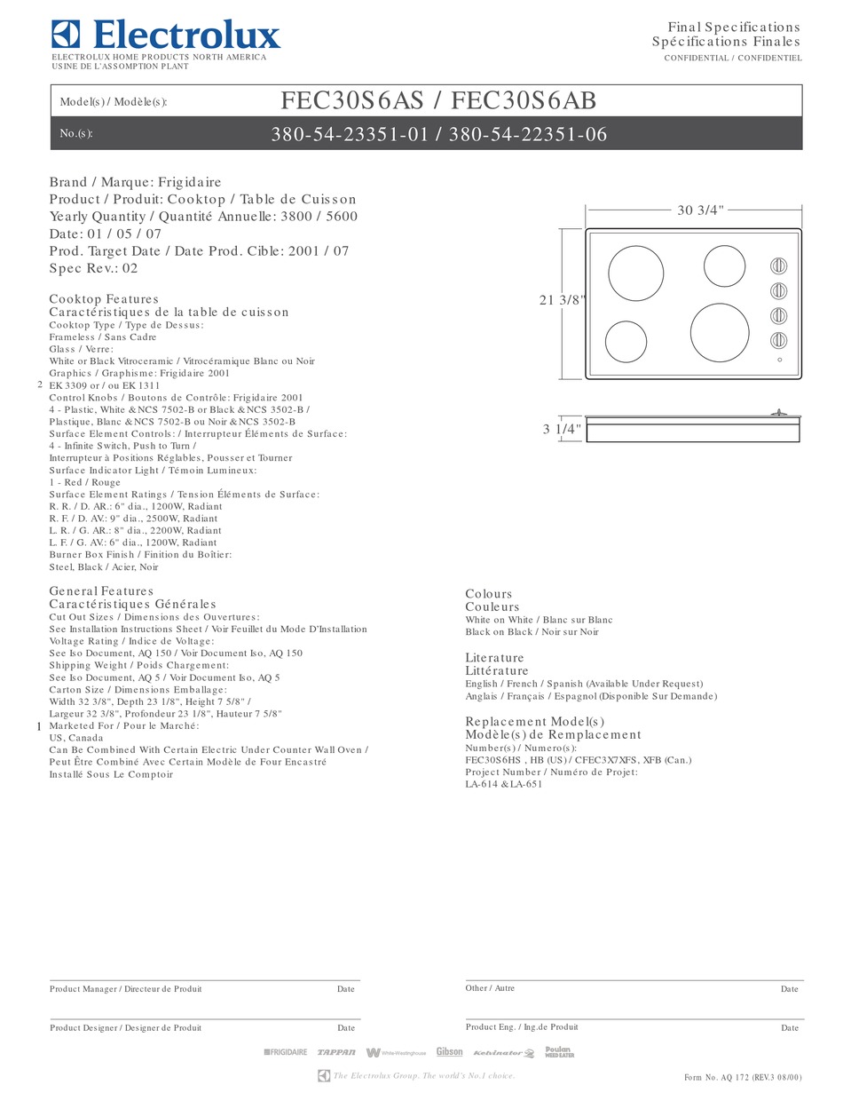 frigidaire fec30s6ab