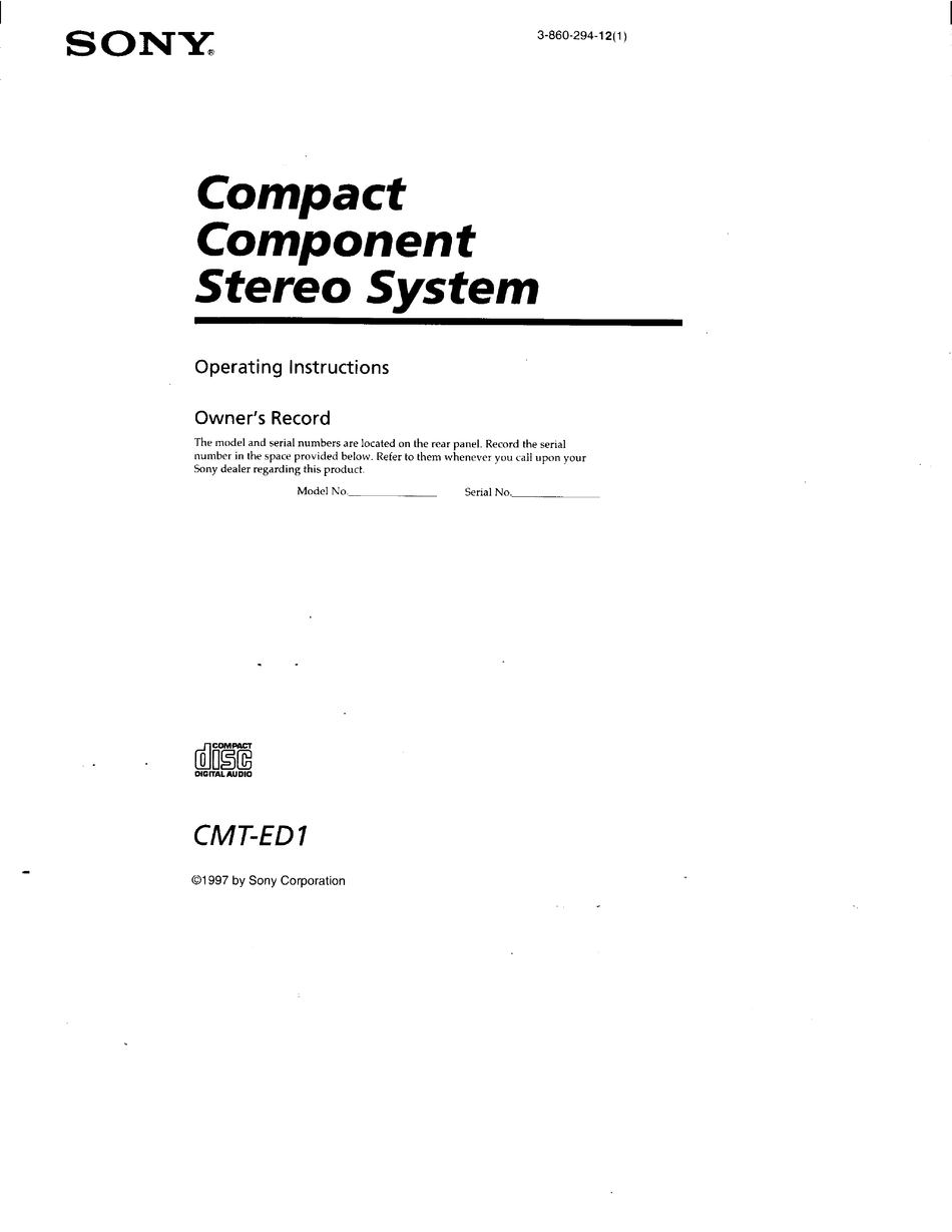 Manuale di istruzioni Sony CMT ed1 component system #2166 