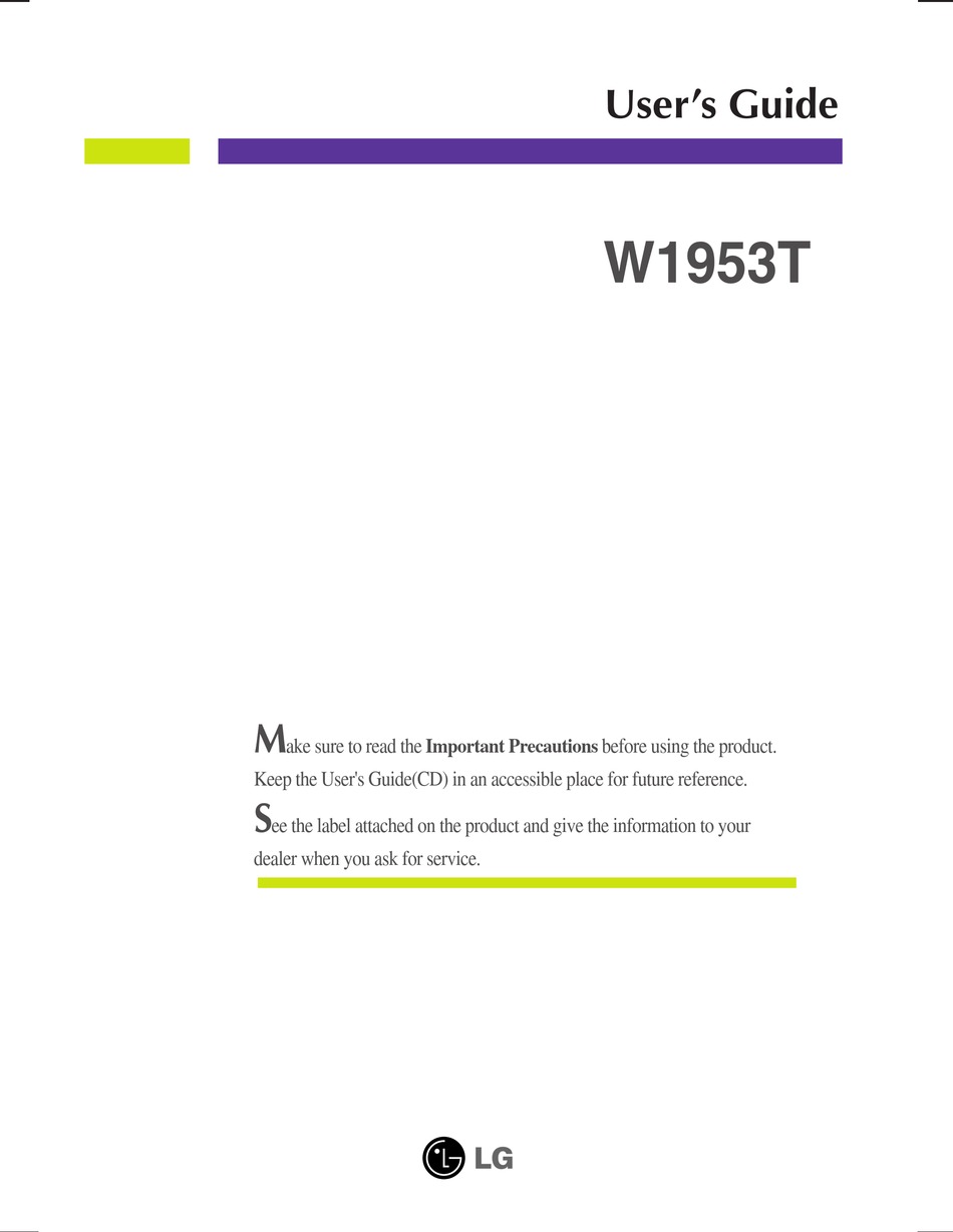 LG W1953T-PF MONITOR USER MANUAL 