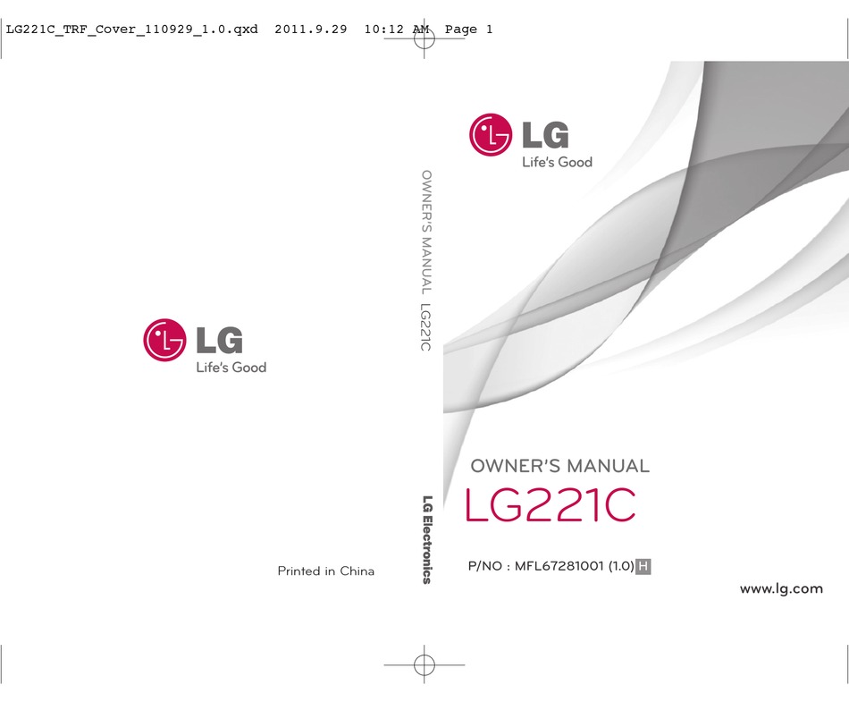 LG LG221C CELL PHONE OWNER'S MANUAL | ManualsLib