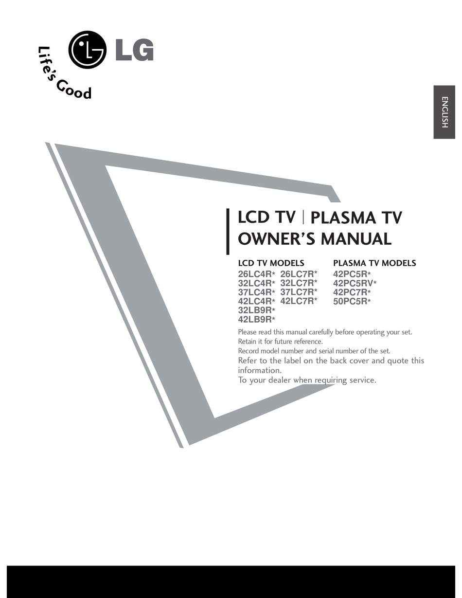 LG 37LC4R OWNER'S MANUAL Pdf Download | ManualsLib