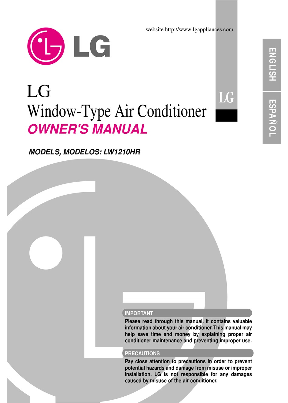 LG LW1210HR OWNER'S MANUAL Pdf Download | ManualsLib