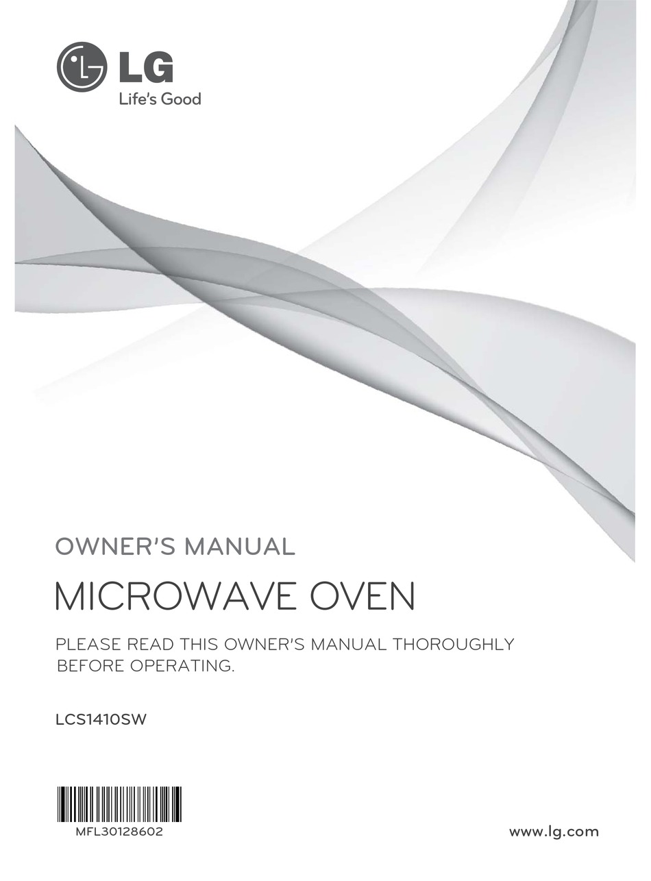 Lg Lcs1410sw Microwave Oven Owner S Manual Manualslib