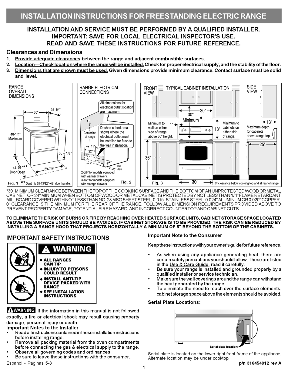 Frigidaire Fef366es Install Manual Pdf Download 