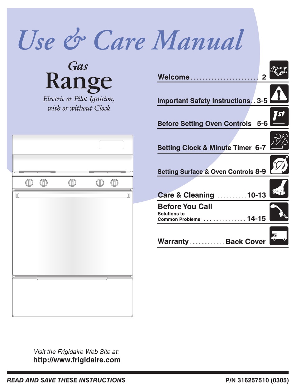 FRIGIDAIRE FGF316BSA USE & CARE MANUAL Pdf Download ManualsLib