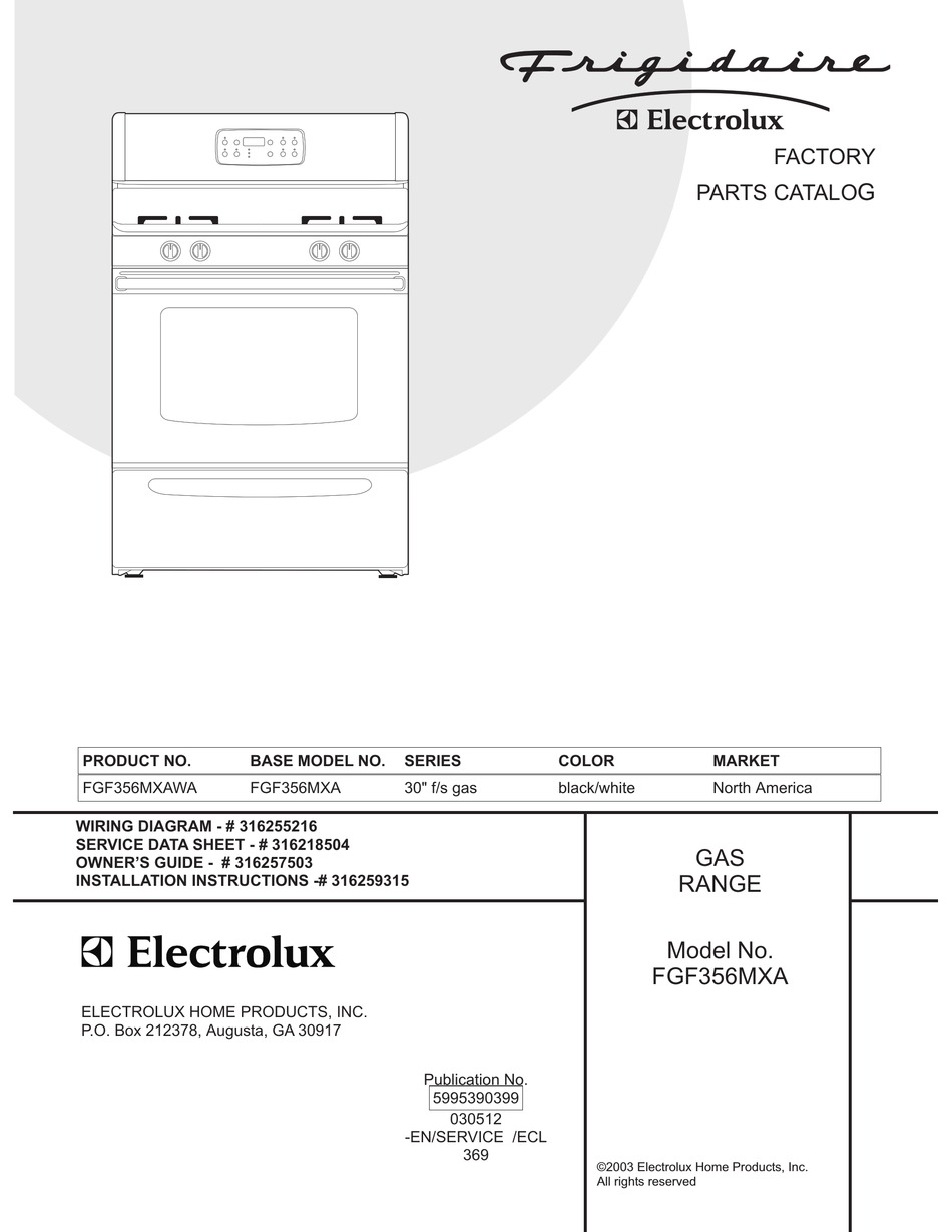 FRIGIDAIRE FGF356MXA FACTORY PARTS CATALOG Pdf Download ManualsLib