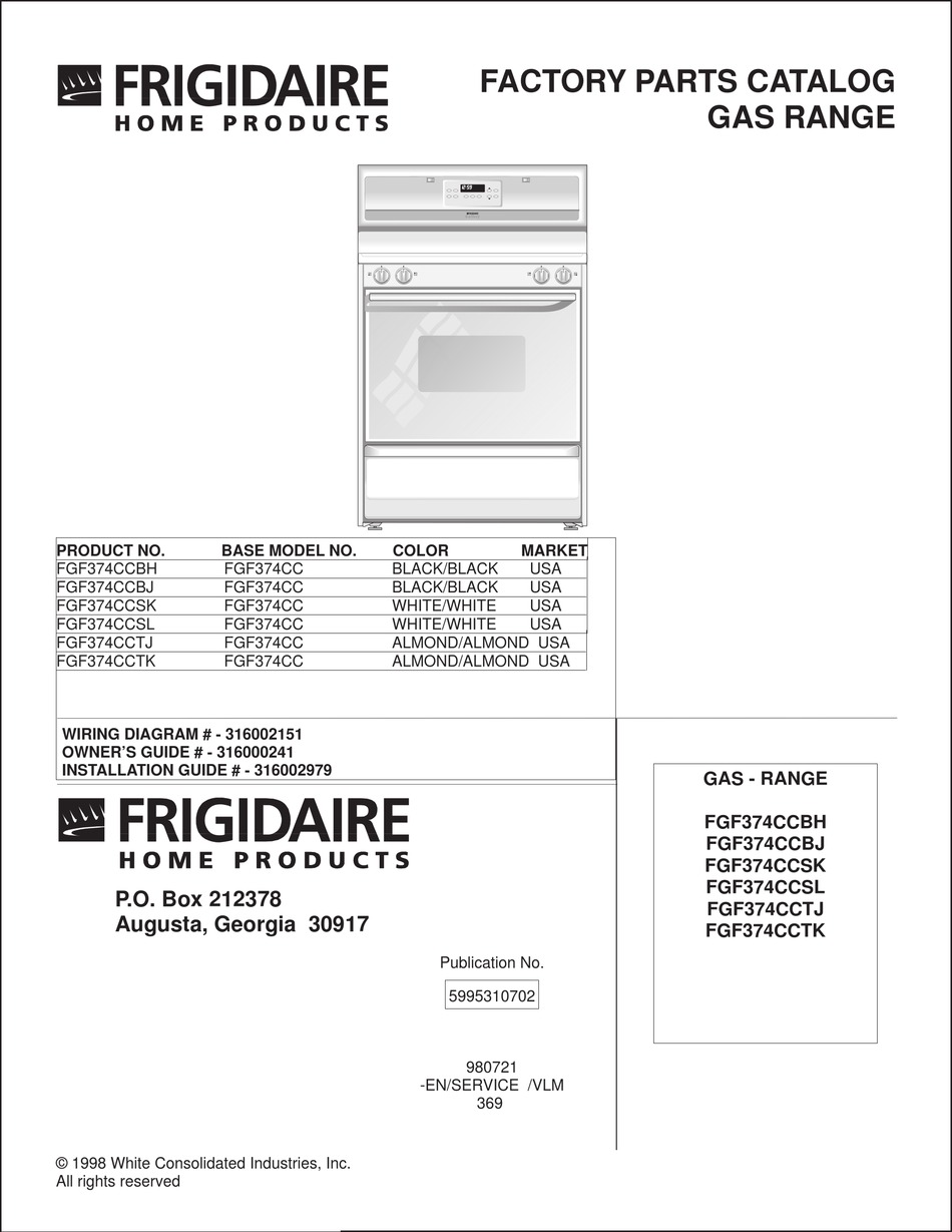 FRIGIDAIRE FGF374CCBH FACTORY PARTS CATALOG Pdf Download ManualsLib