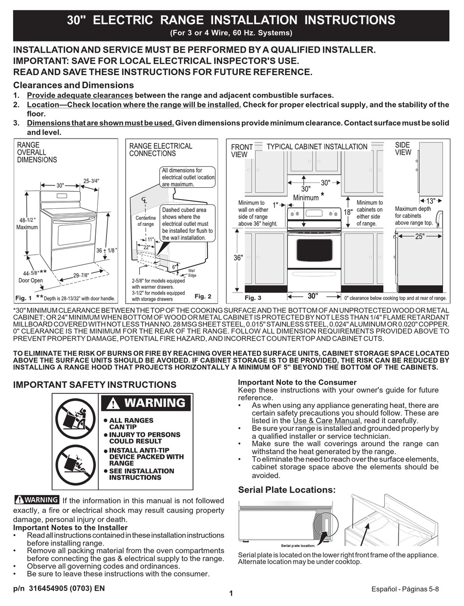 FRIGIDAIRE GLEF384G IMPORTANT SAFETY INSTRUCTIONS Pdf Download ManualsLib