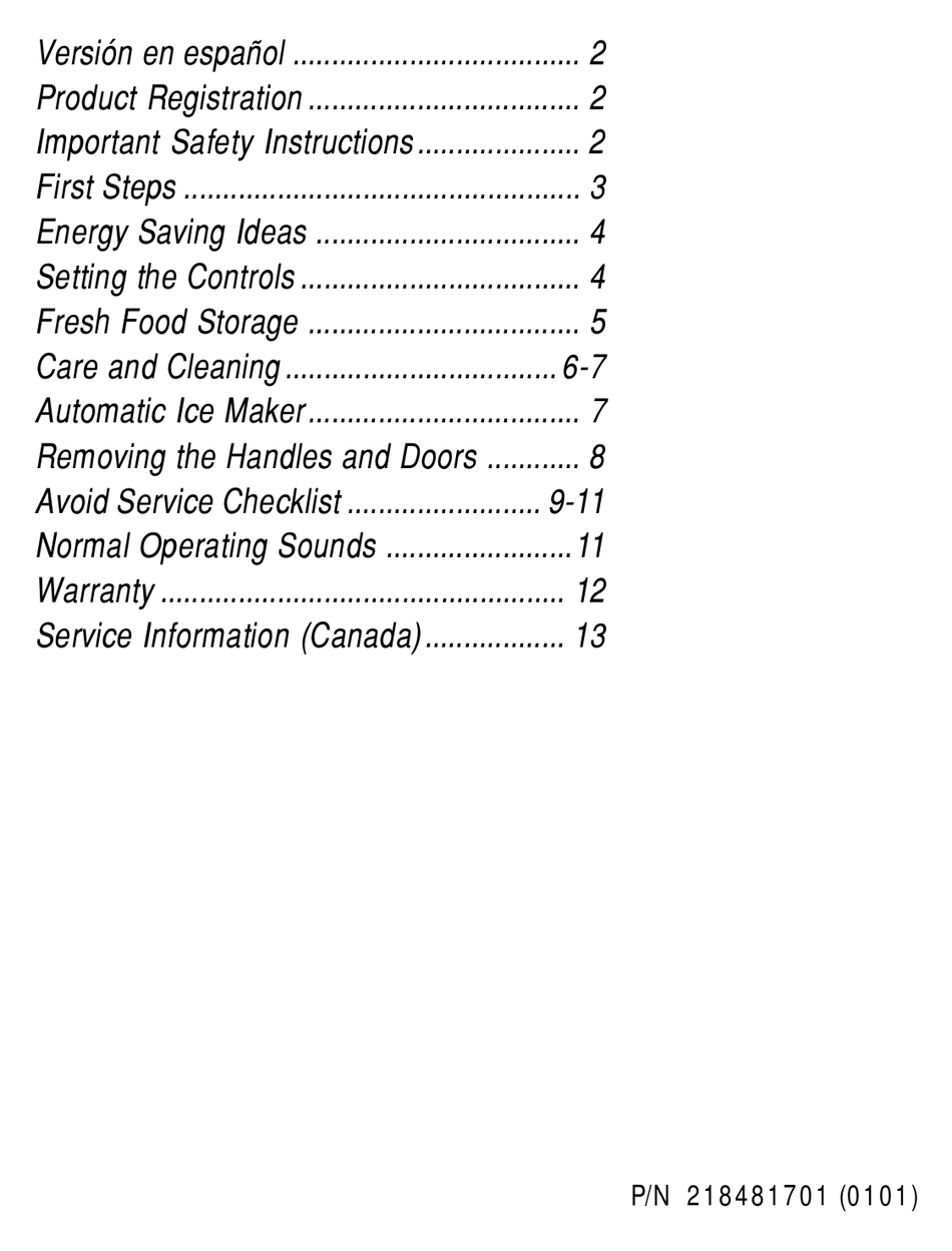 ELECTROLUX FRS20QRC REFRIGERATOR USER MANUAL ManualsLib