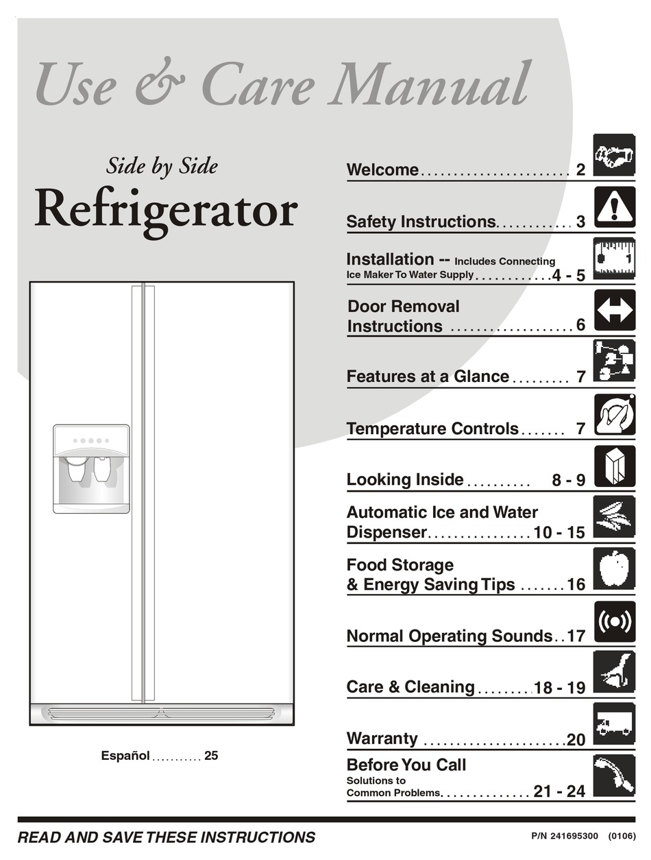 FRIGIDAIRE FRS6LR5E REFRIGERATOR USE AND CARE MANUAL | ManualsLib