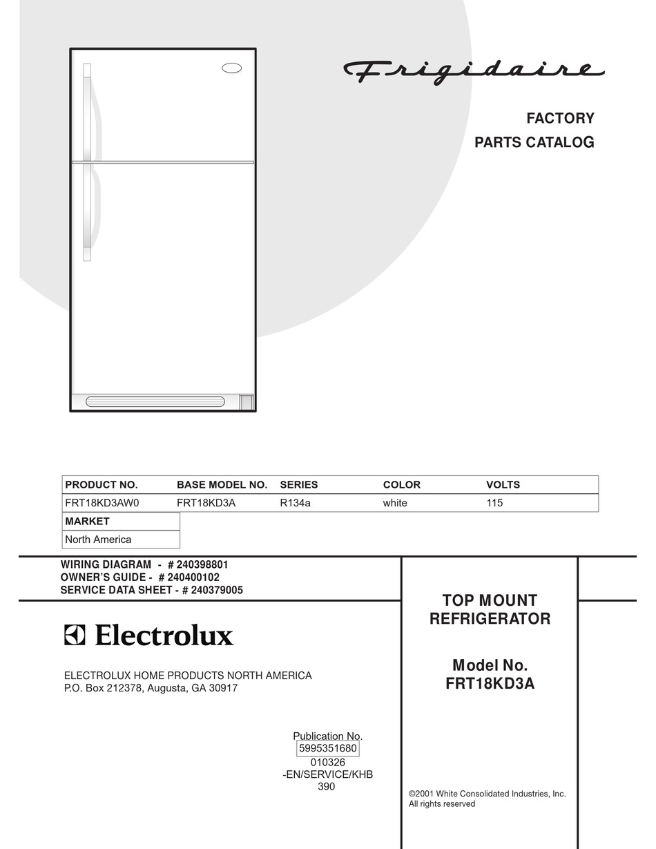 FRIGIDAIRE FRT18KD3A REFRIGERATOR FACTORY PARTS CATALOG ManualsLib