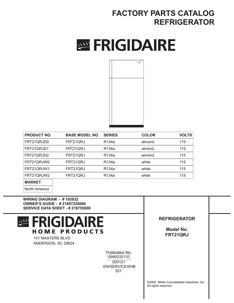 FRIGIDAIRE FRT21QRJ REFRIGERATOR FACTORY PARTS CATALOG ManualsLib