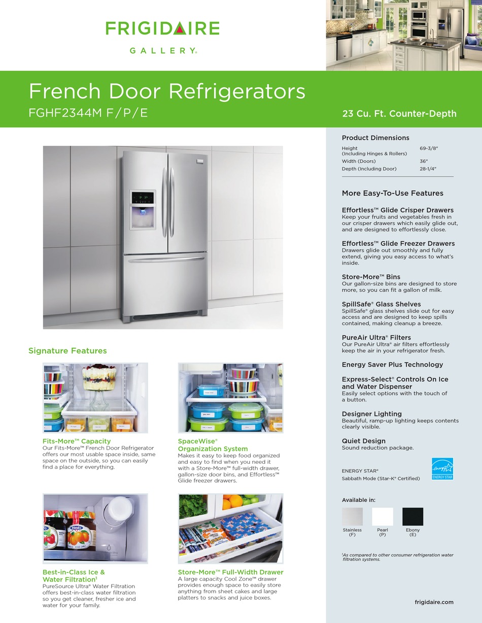 frigidaire gallery refrigerator manual pdf