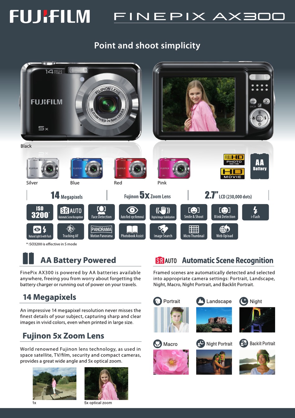 FUJIFILM FINEPIX AX300 DIGITAL CAMERA SPECIFICATIONS ManualsLib