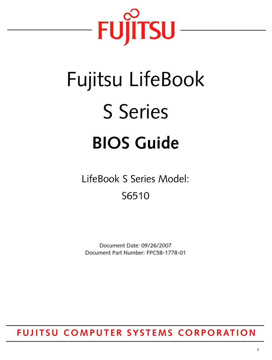 FUJITSU LIFEBOOK S6510 BIOS MANUAL Pdf Download | ManualsLib