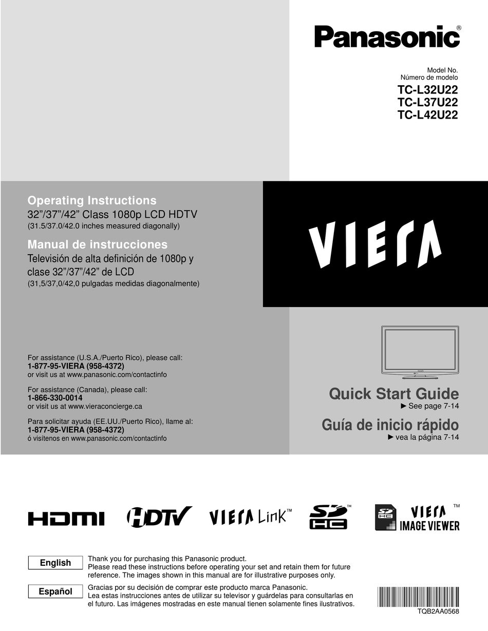Panasonic Viera Tc L32u22 Operating Instructions Manual Pdf Download Manualslib