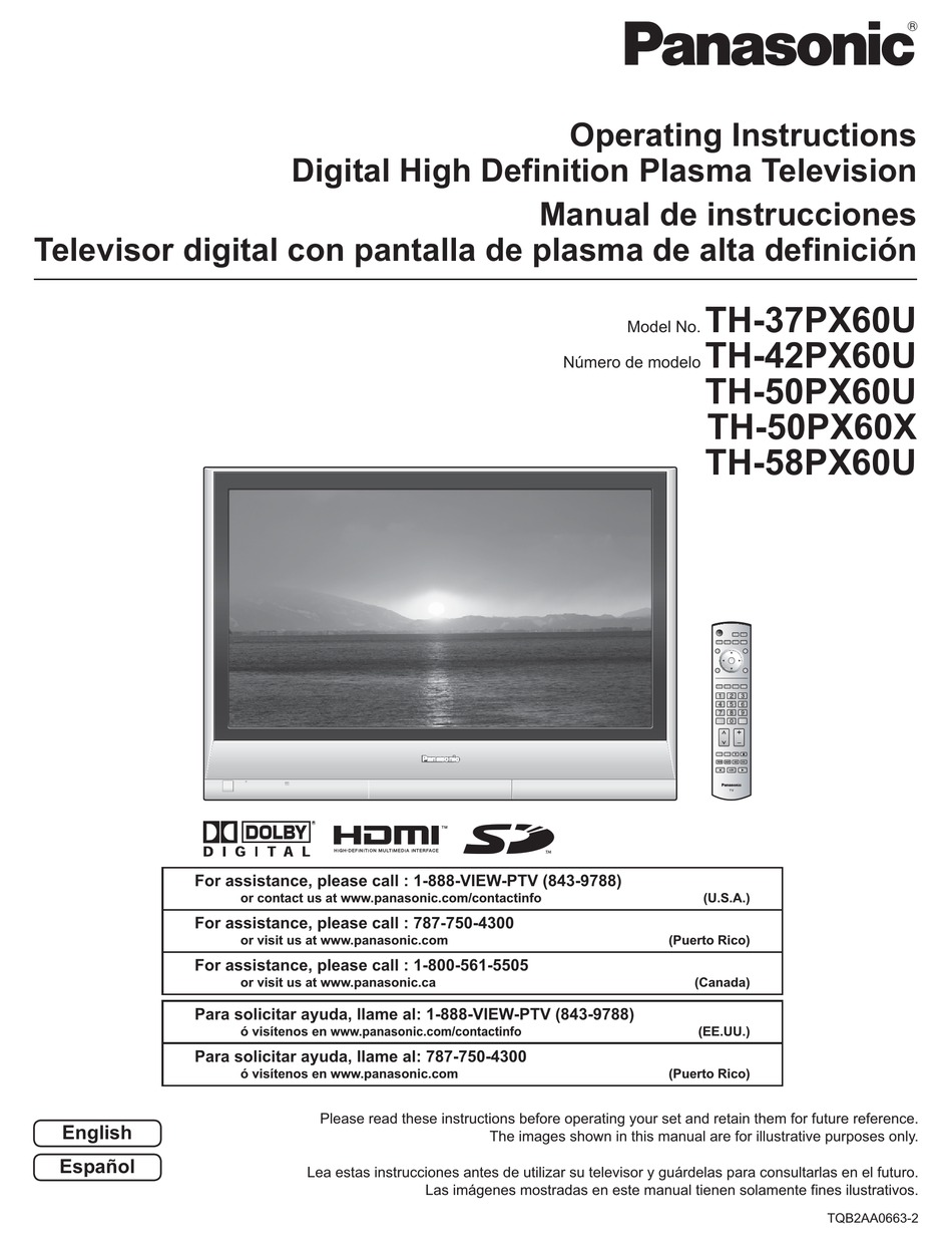 Panasonic Th 42px60u Operating Instructions Manual Pdf Download Manualslib