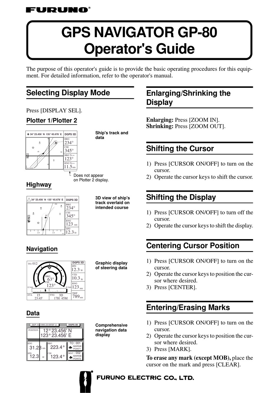 Furuno Gp 80 Gps Operators Manual Manualslib