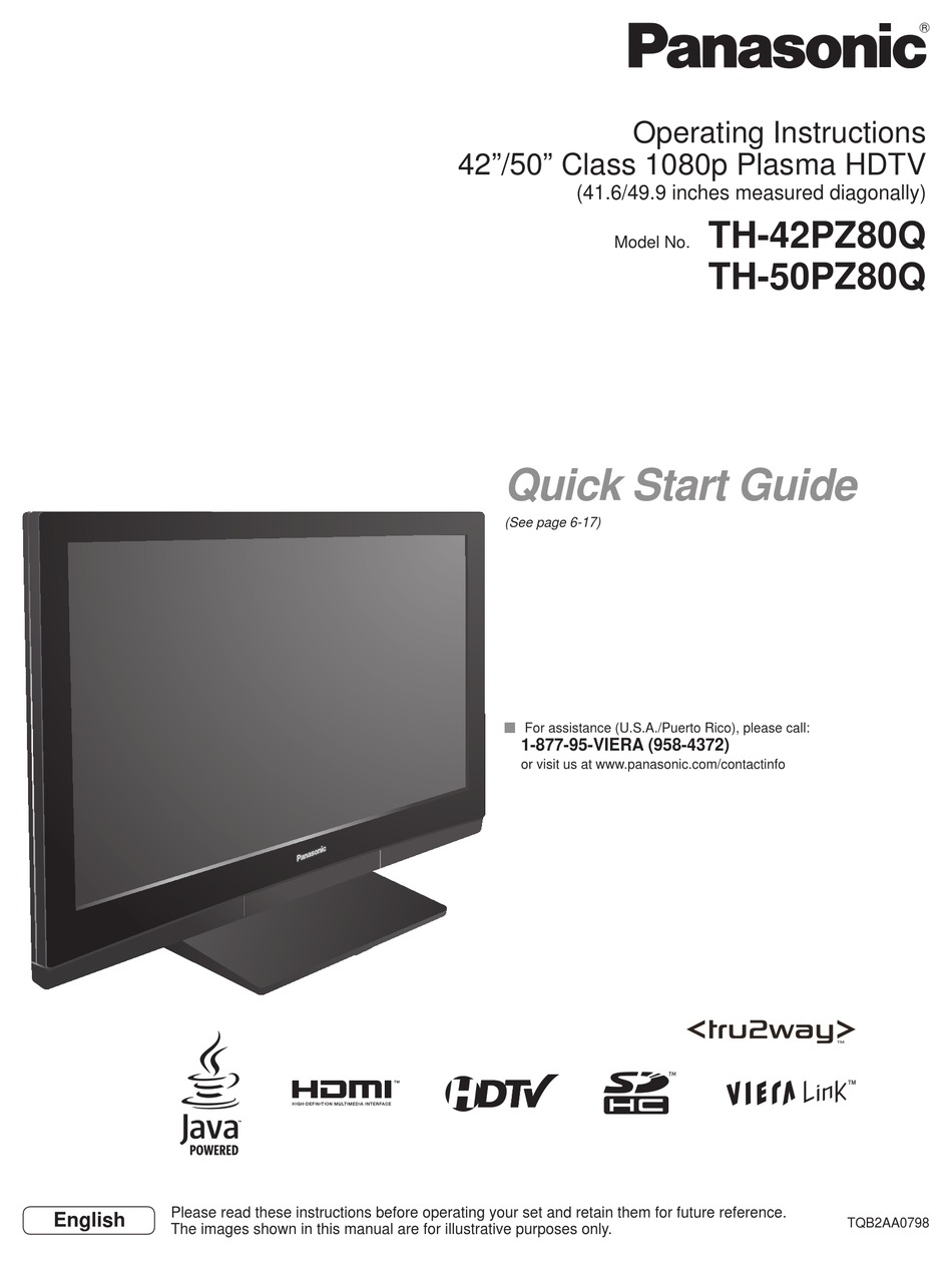 PANASONIC TH-50PZ80Q QUICK START MANUAL Pdf Download | ManualsLib