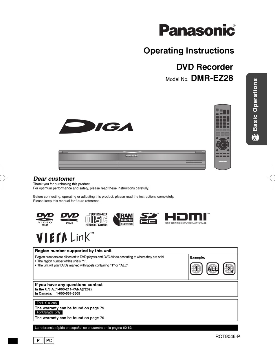 Panasonic Dmr Ez28k Operating Instructions Manual Pdf Download Manualslib