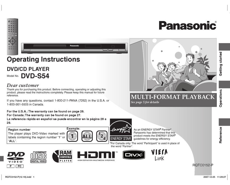 PANASONIC DVDS54S CD PLAYER OPERATING INSTRUCTIONS MANUAL ManualsLib