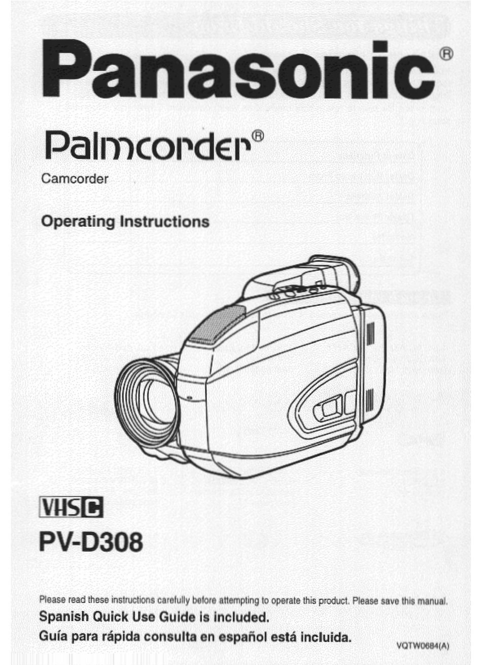 PANASONIC PALMCORDER PVD308 CAMCORDER OPERATING MANUAL ManualsLib