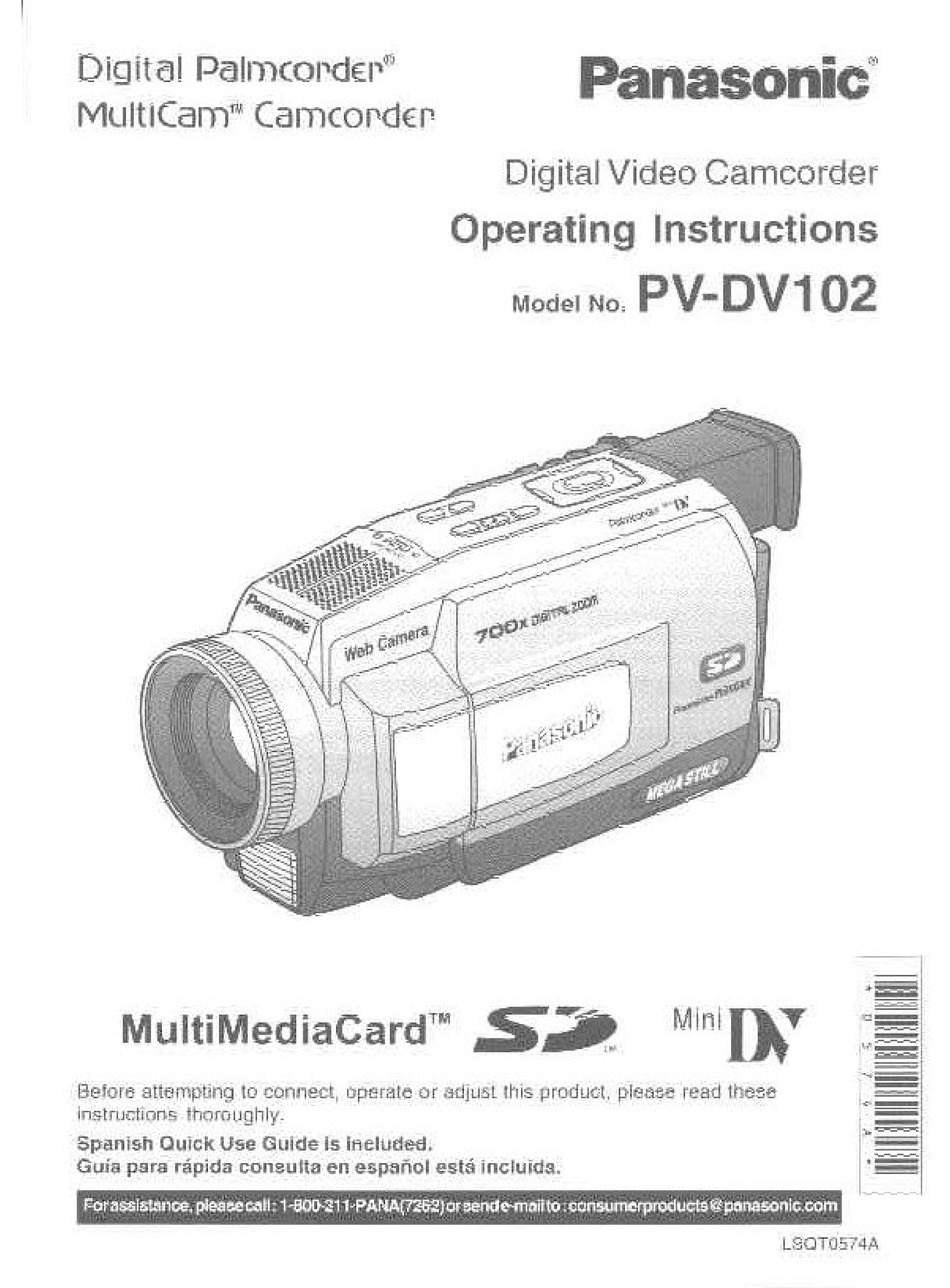 PANASONIC PV-DV102 OPERATING MANUAL Pdf Download | ManualsLib