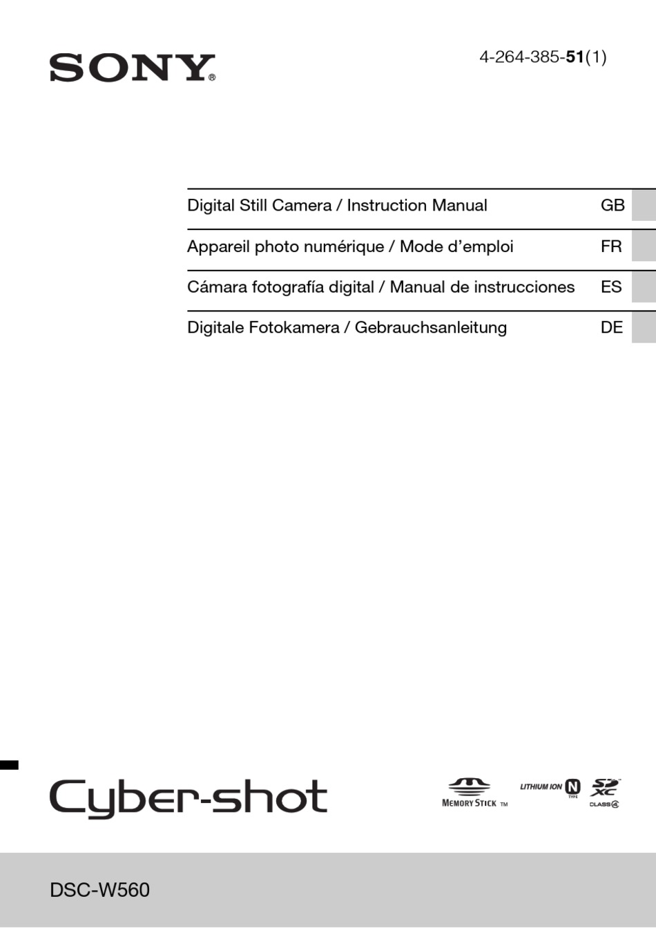 SONY CYBER-SHOT DSC-W560 INSTRUCTION MANUAL Pdf Download | ManualsLib
