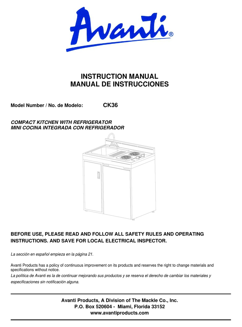 AVANTI CK36 INSTRUCTION MANUAL Pdf Download ManualsLib