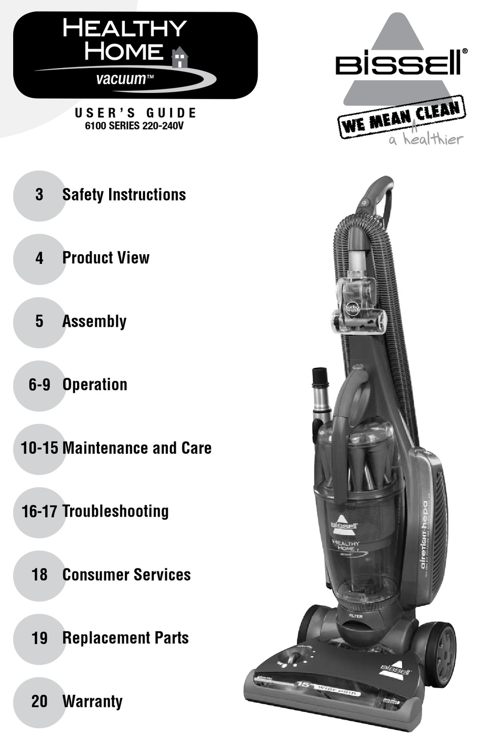 BISSELL 6100 SERIES VACUUM CLEANER USER MANUAL ManualsLib