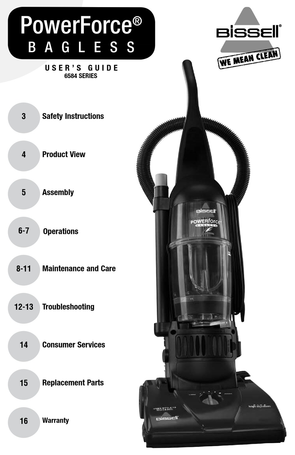 BISSELL 6584 SERIES VACUUM CLEANER USER MANUAL | ManualsLib