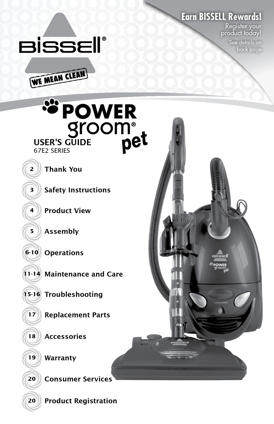 Bissell Power Groom Pet 6 70e 03 User Manual Pdf Download Manualslib