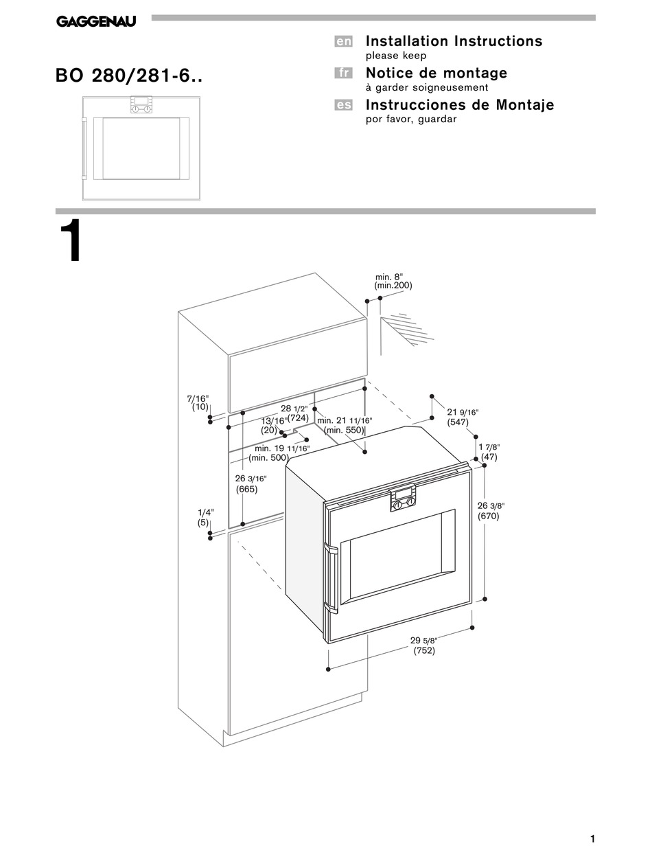 GAGGENAU BO 2806 SERIES INSTALLATION INSTRUCTIONS MANUAL Pdf Download