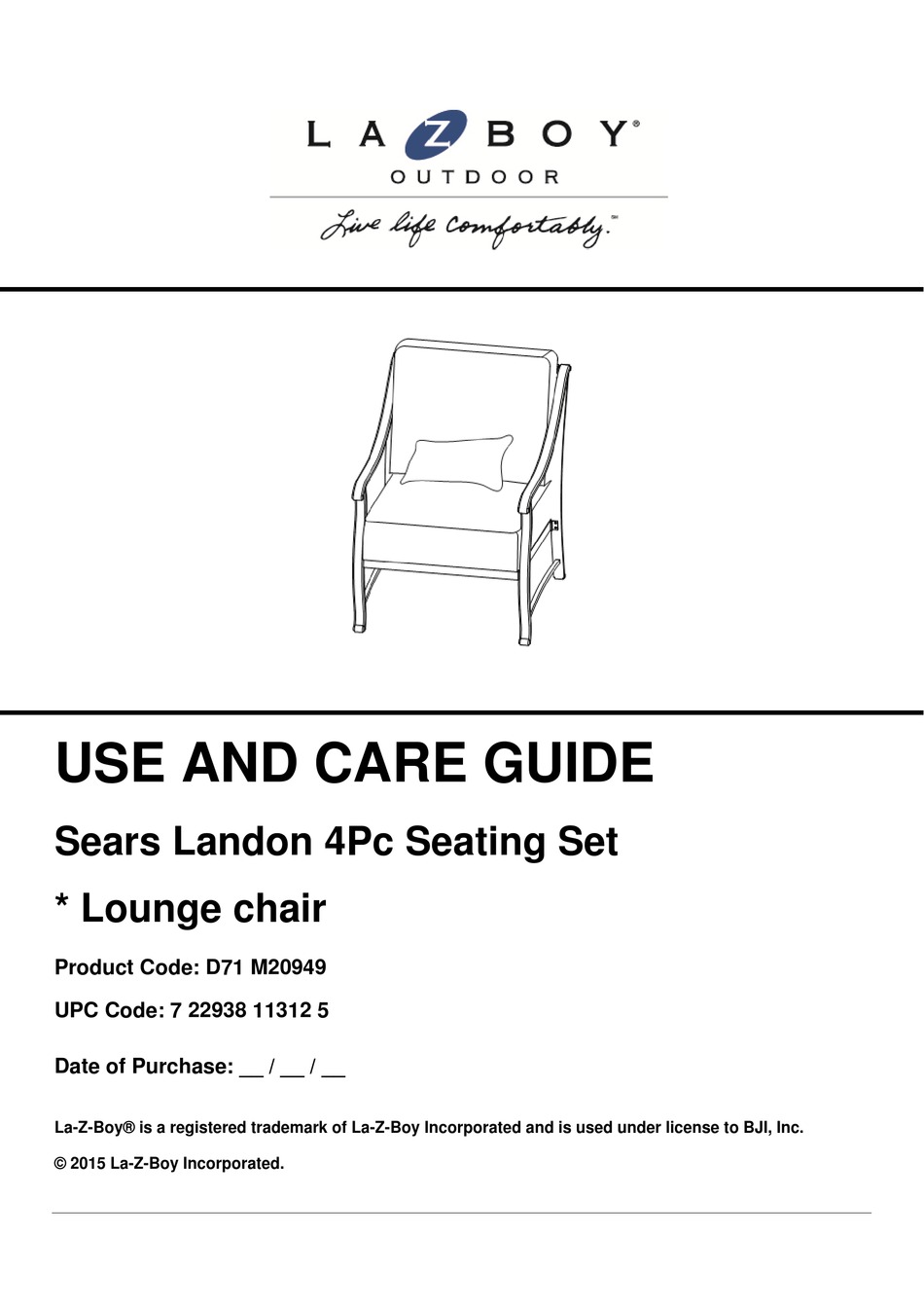LAZBOY D71 M20949 USE AND CARE MANUAL Pdf Download ManualsLib
