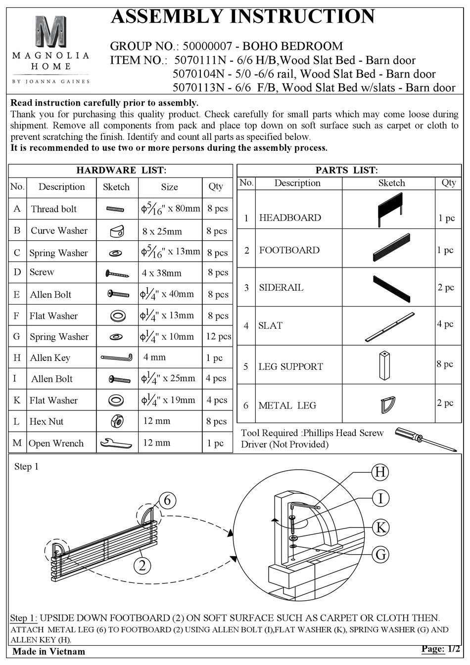 MAGNOLIA HOME 5070111N ASSEMBLY INSTRUCTION Pdf Download ManualsLib