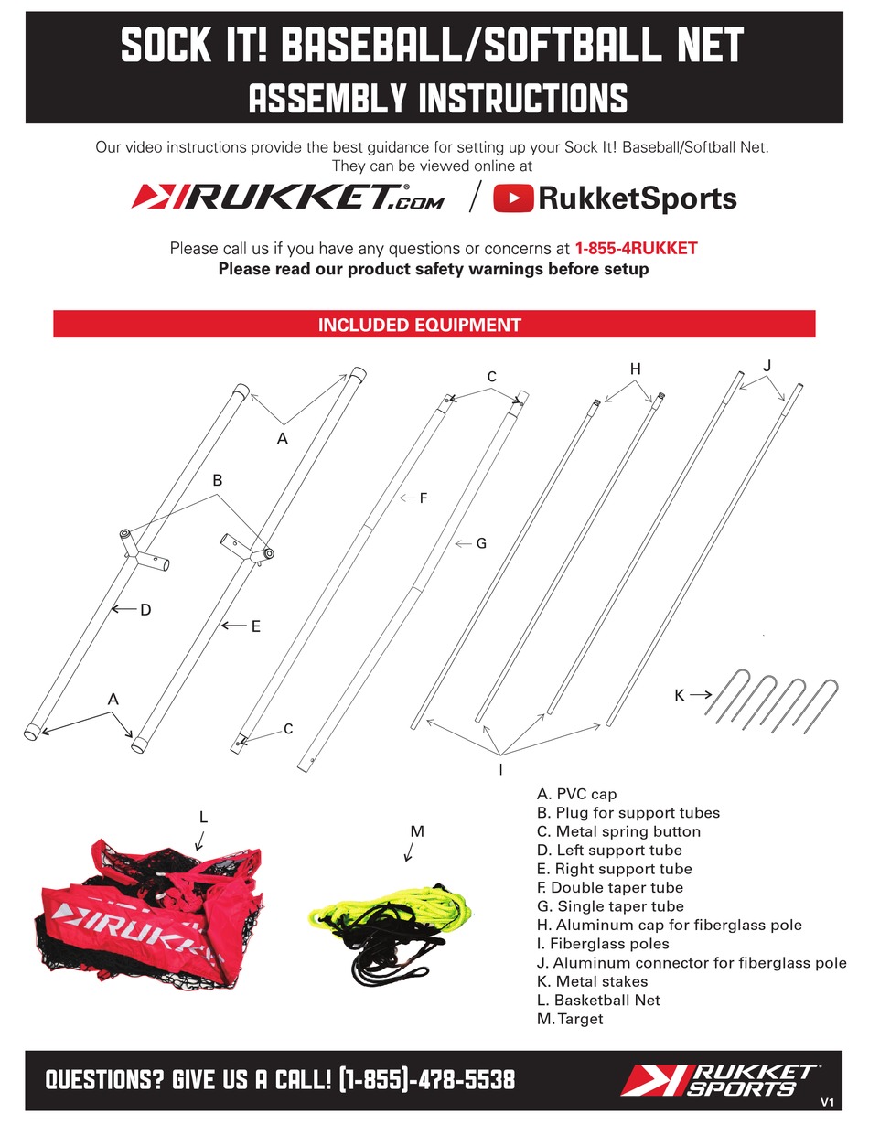 RUKKET SPORTS SOCK IT! BASEBALL ASSEMBLY INSTRUCTIONS Pdf Download