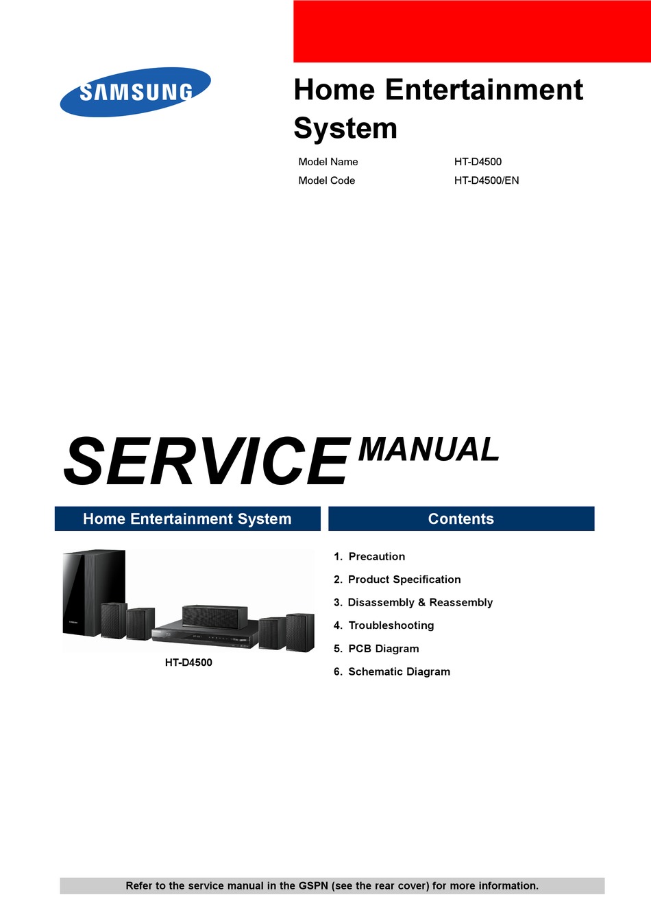 SAMSUNG HT-D4500 SERVICE MANUAL Pdf Download | ManualsLib