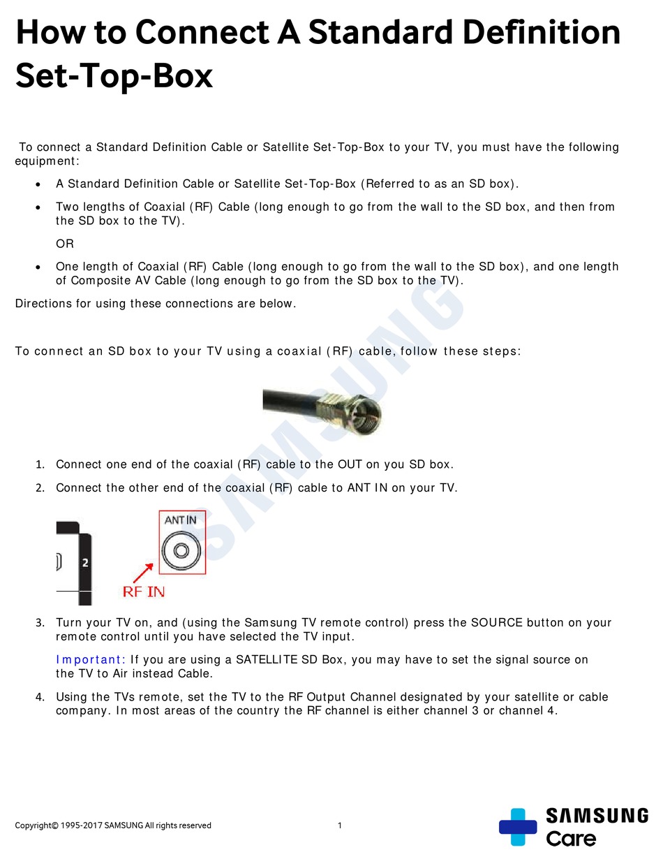 SAMSUNG SETTOPBOX HOW TO CONNECT Pdf Download ManualsLib