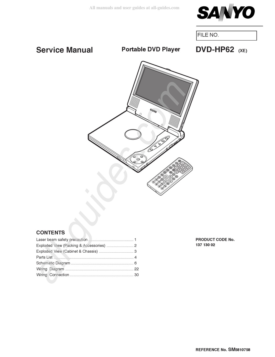 SANYO DVDHP62 SERVICE MANUAL Pdf Download ManualsLib