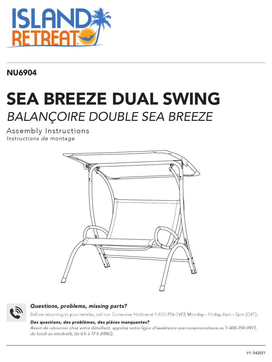 ISLAND RETREAT SEA BREEZE NU6904 ASSEMBLY INSTRUCTIONS MANUAL Pdf