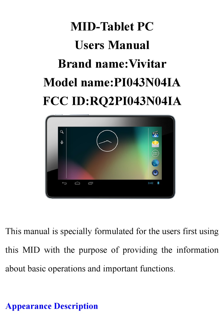 VIVITAR PI043N04IA USER MANUAL Pdf Download ManualsLib
