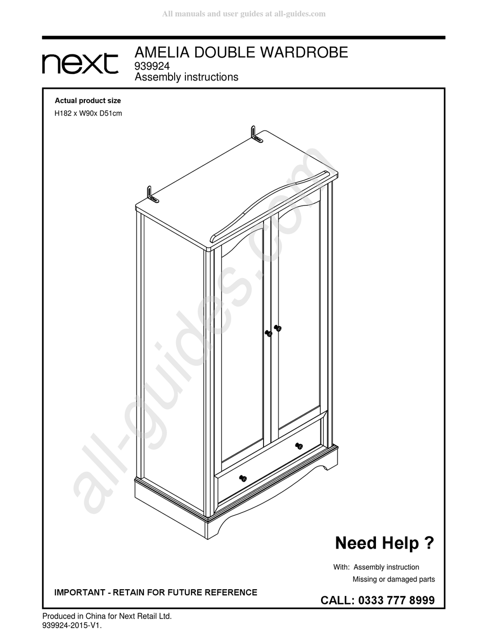 NEXT AMELIA 939924 ASSEMBLY INSTRUCTIONS MANUAL Pdf Download ManualsLib