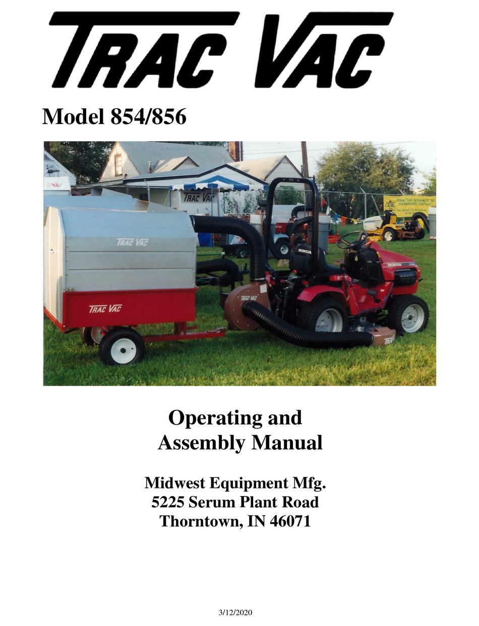 Trac Vac 854 Operating And Assembly Manual Pdf Download Manualslib