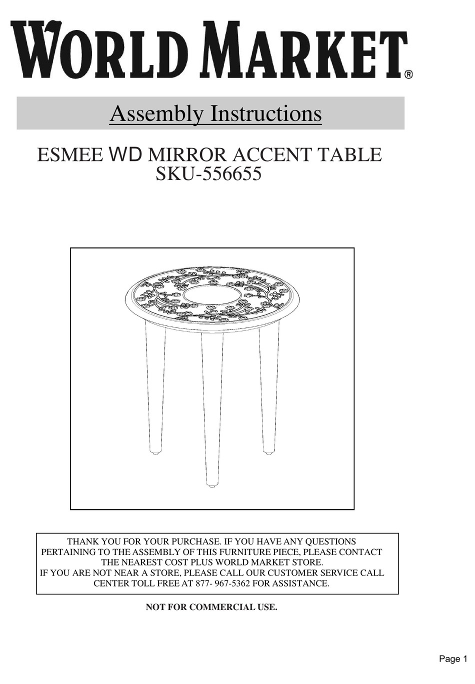 WORLD MARKET ESMEE 556655 ASSEMBLY INSTRUCTIONS Pdf Download ManualsLib