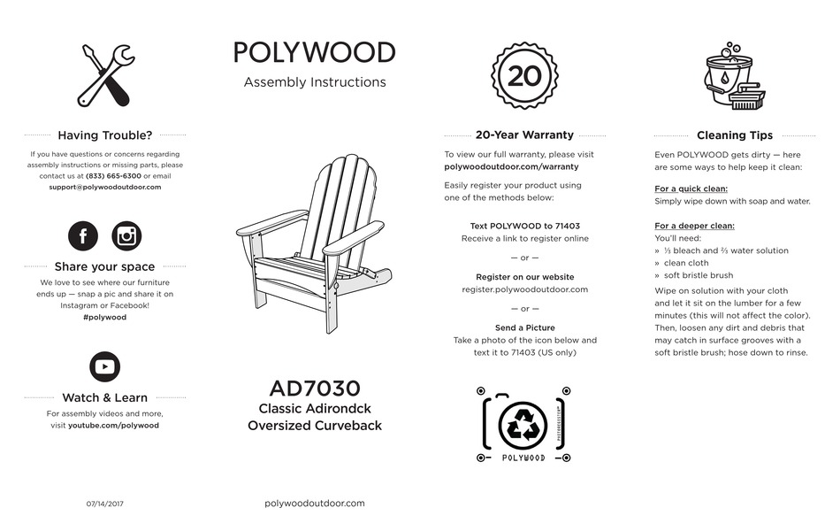Polywood adirondack assembly