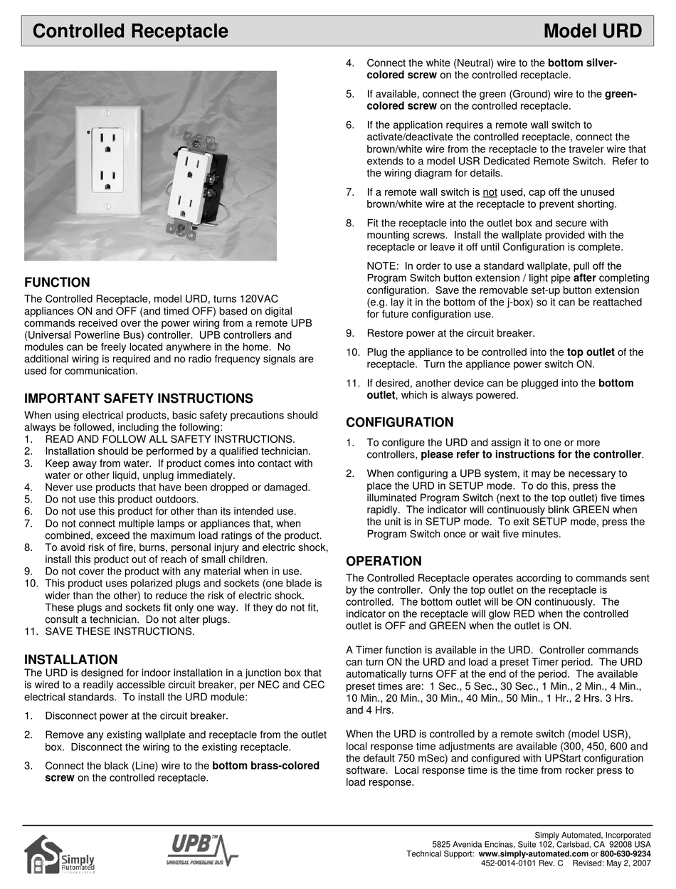 SIMPLY AUTOMATED UPB URD MANUAL Pdf Download ManualsLib