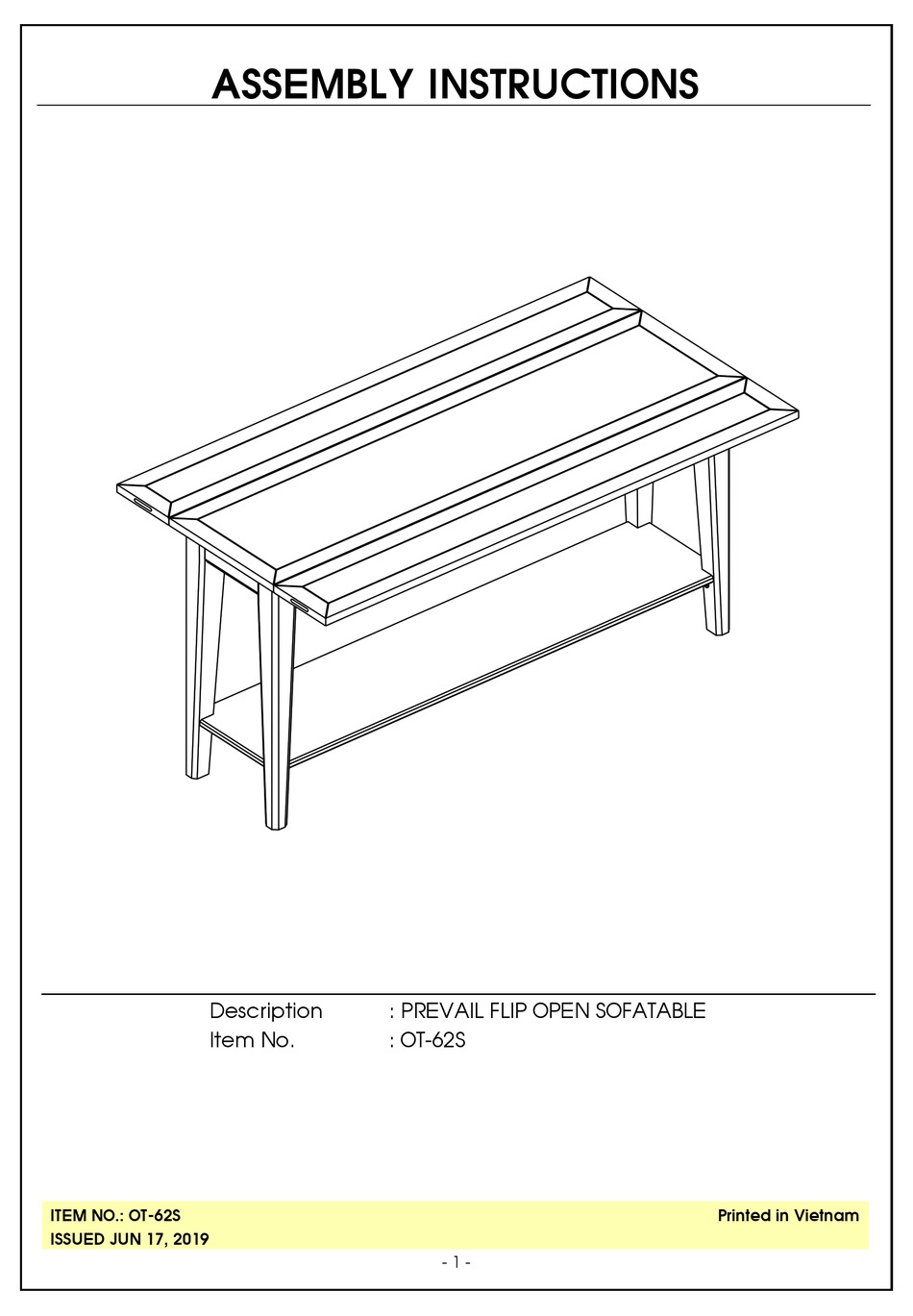 UNFINISHED FURNITURE OF WILMINGTON OT62S ASSEMBLY INSTRUCTIONS Pdf