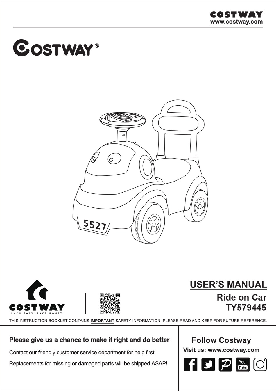 COSTWAY TY579445 USER MANUAL Pdf Download ManualsLib